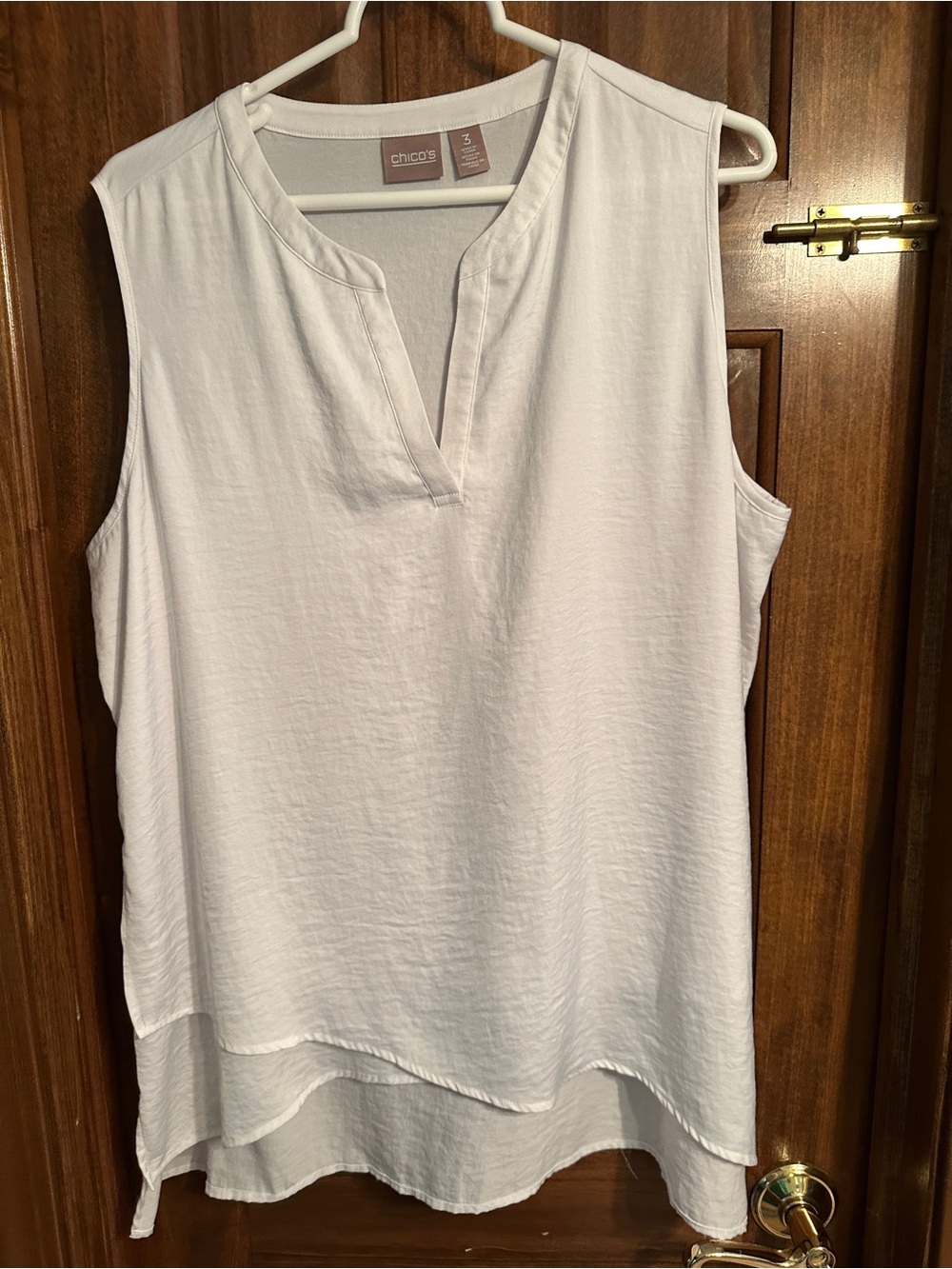 Chico's White Sleeveless Notch-Neck Top